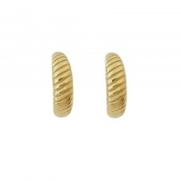Σκουλαρίκια κρίκοι ατσάλι με γραμμές σε χρυσό χρώμα
