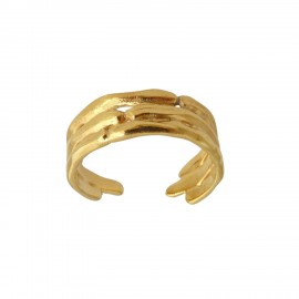 Μοντέρνο δαχτυλίδι με σχέδιο bamboo σε χρυσό χρώμα