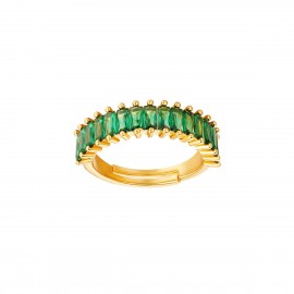 Δαχτυλίδι ατσάλι σε χρυσό με πράσινα ζιργκόν