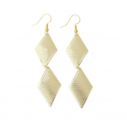 Handmade earrings with perforated geometric elements