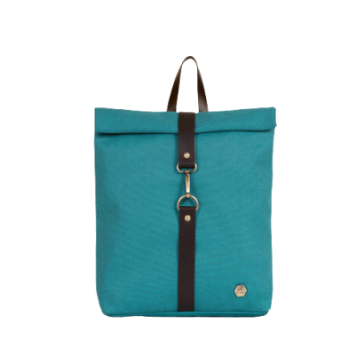 Τσάντα πλάτης mini rolltop σε peacock μπλε χρώμα