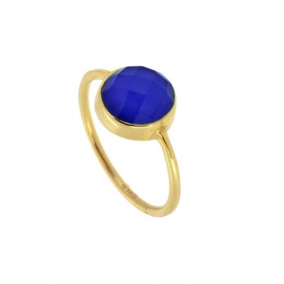 Ασημένιο δαχτυλίδι 925 επιχρυσωμένο blue jade