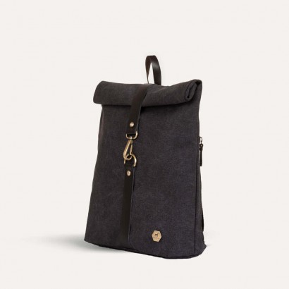 Τσάντα πλάτης mini rolltop σε μαύρο χρώμα