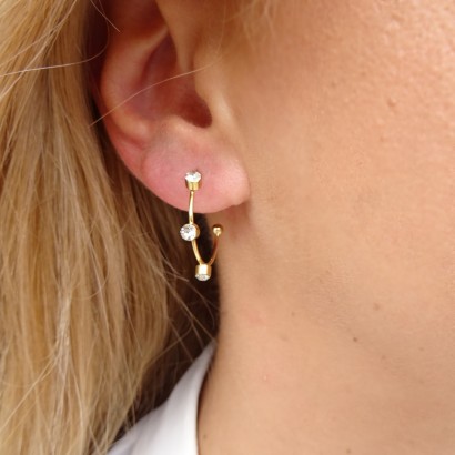 Earrings steel rings with zircon stones