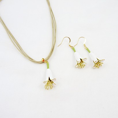 Handmade enamel lilies earrings