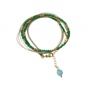 Διπλό βραχιόλι με πέτρες jade και μεταξοκλωστή
