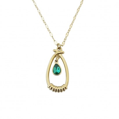 Gold plated steel necklace with emerald drop pendant