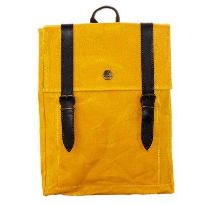 Τσάντα πλάτης κίτρινη κερωμένη