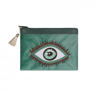 Eye design bag in petrol color