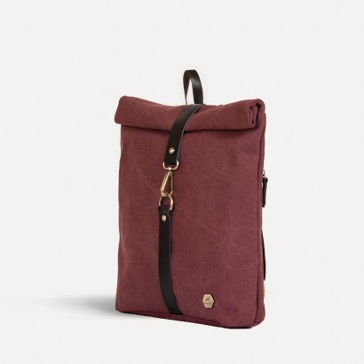 Τσάντα πλάτης mini rolltop σε μπορντό χρώμα