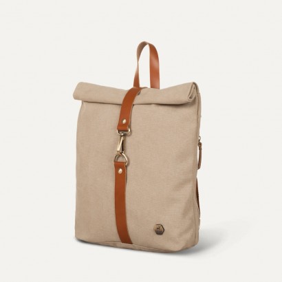 Τσάντα πλάτης mini rolltop σε μπεζ χρώμα
