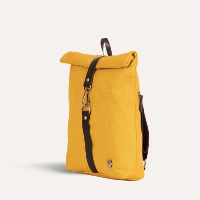 Τσάντα πλάτης mini rolltop σε έντονο κίτρινο χρώμα