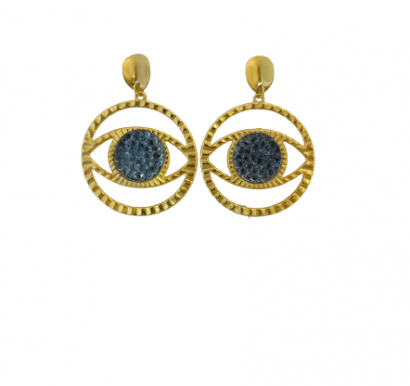 Handmade earrings design gold plated brass lava eye