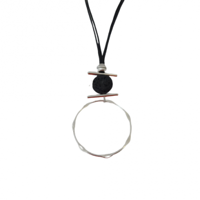 Handmade lava stone necklace forged silver element