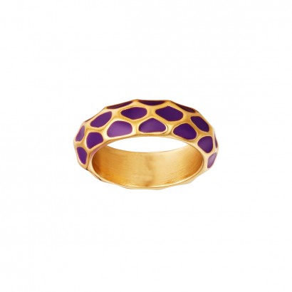 Women's steel ring with animal print in purple color