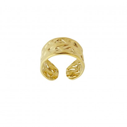Γυναικείο δαχτυλίδι ατσάλι με σφυρήλατο σχέδιο σε χρυσό χρώμα