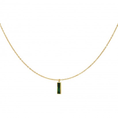 Women's steel necklace with green bar motif
