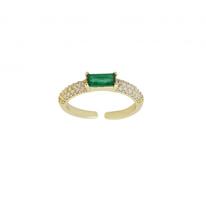 Δαχτυλίδι από ορείχαλκο με πράσινα και λευκά ζιργκόν