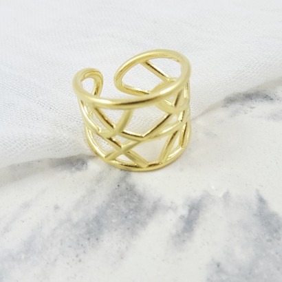Δαχτυλίδι με σχέδιο πλέγμα σε χρυσό χρώμα