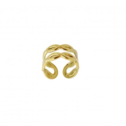 Γυναικείο δαχτυλίδι ατσάλι με σχέδιο πλεξούδα σε χρυσό χρώμα