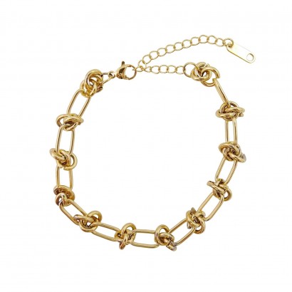 Gold-plated stainless steel bracelet with knot design