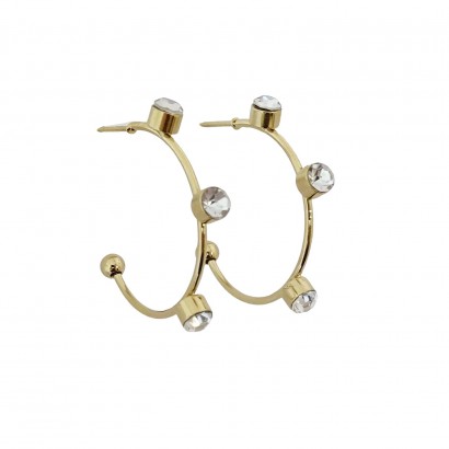 Earrings steel rings with zircon stones
