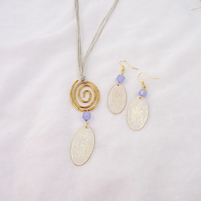 Handmade earrings element enamel semiprecious stone blue