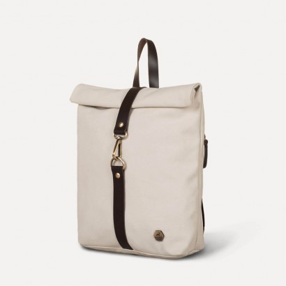 Τσάντα πλάτης mini rolltop σε off white χρώμα