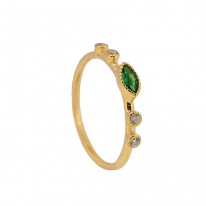 Ασημένιο δαχτυλίδι 925 επιχρυσωμένο πράσινο ζιργκόν