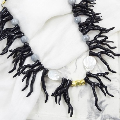 Handmade women's necklace with precious stones