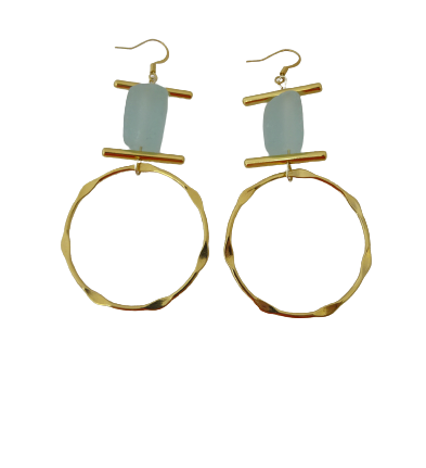 Handmade earrings with gold plated brass Aquamarine stone