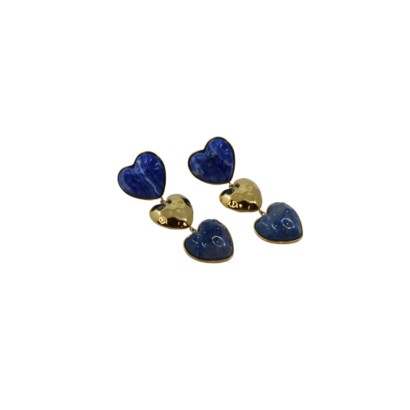 Σκουλαρίκια καρδιά με φυσική πέτρα lapis lazuli