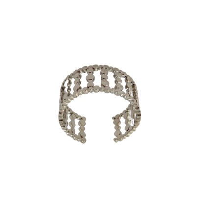 Γυναικείο δαχτυλίδι ατσάλι με διάτρητο σχέδιο σε ασημί χρώμα