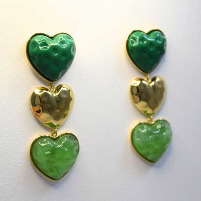 Σκουλαρίκια καρδιά με πράσινο αχάτη