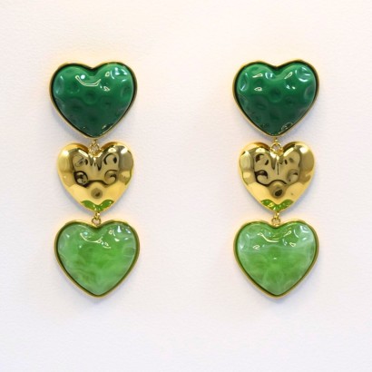 Σκουλαρίκια καρδιά με πράσινο αχάτη