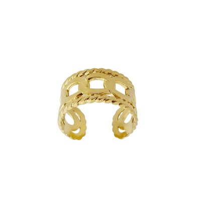 Γυναικείο δαχτυλίδι ατσάλι με σχέδιο αλυσίδα σε χρυσό χρώμα