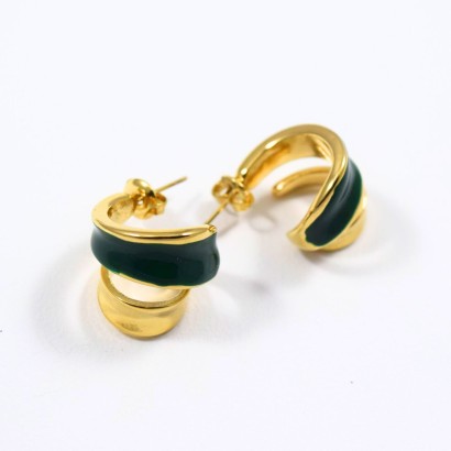 Καρφωτά σκουλαρίκια σε αποχρώσεις του πράσινου και του χρυσού