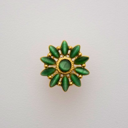 Δαχτυλίδι μαργαρίτα με πράσινο σμάλτο