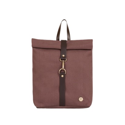 Τσάντα πλάτης mini rolltop σε καφέ/βυσσινί χρώμα