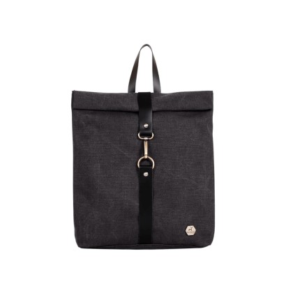 Τσάντα πλάτης mini rolltop σε μαύρο χρώμα