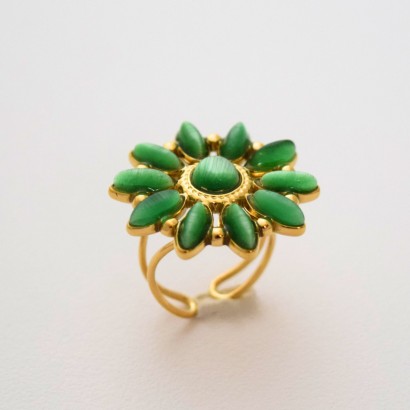 Δαχτυλίδι μαργαρίτα με πράσινο σμάλτο