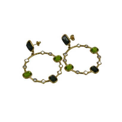 Κρεμαστά σκουλαρίκια με φυσικές πέτρες πράσινου αχάτη