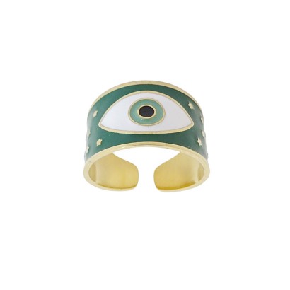 Δαχτυλίδι ατσάλι πράσινο με σχέδιο μάτι