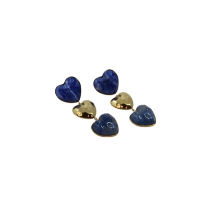 Σκουλαρίκια καρδιά με φυσική πέτρα lapis lazuli